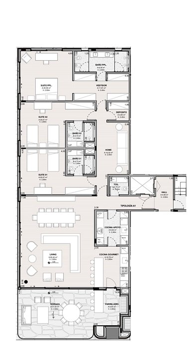 Casa Living: 3 dormitorios y home, segundo piso